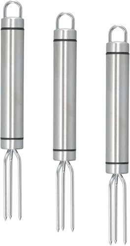 3 Pezzi Forchetta di Mais In Acciaio Inox, Forchetta per Patate con 3 Forchette 18,3x1,9 cm, Riutilizzabile Forchette per Patate In Acciaio Inox per Frutta, Bistecche, Sbucciatura Ausiliaria, Barbecue