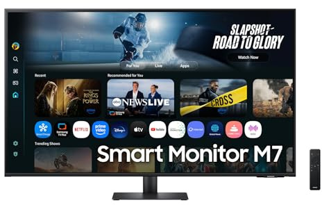 Samsung M70F 43 Zoll 4K Smart AI Monitor, VA-Panel, 3840 x 2160, 60Hz, 4ms (G/G), Speaker, Gaming Hub, 4K Upscaling, Sprachsteuerung, Smart TV-Apps & AI Features, HDR10, LS43FM700UUXEN
