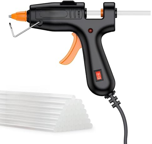 Wefaly Pistola per colla a caldo con batteria da 3000 mAh, ricarica USB-C, riscaldamento rapido, con 30 bastoncini di colla da 7 mm x 150 mm, antigoccia, ideale per fai da te, riparazione a casa e in