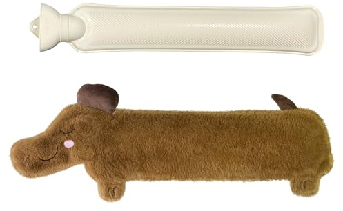 Bolsa Agua Caliente Peluche, 2L Bolsa De Agua Caliente Larga, Hot Water Bottle With Cover, Botella De Agua Caliente, Para Cuello Y Hombros, Espalda, Piernas Y Cintura Para Niños Adulto (Perro)
