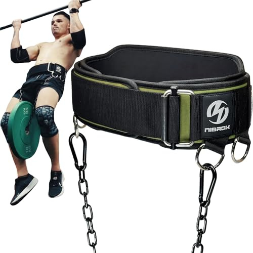 2-in-1 Weightlifting Belt & Dip Belt with 41 IN Steel Chain, Double-Layer Design, Powerlifting Gym Belt for Pull Up, Squat, Deadlifts & Added Weight Training, Unisex for Men & Women(Medium)