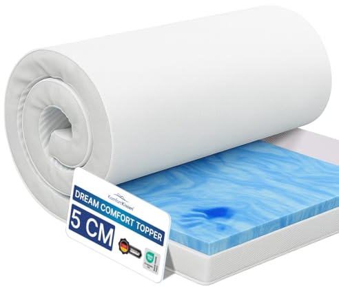 MKS Dream Comfort, coprimaterasso H3/H4, 180 x 200, 5 cm, memory foam e gel topper, topper ergonomico in schiuma gel per sdraiarsi senza pressione, clima fresco e massimo comfort