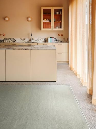 RugVista Handloom flat Matta, 160 x 230 cm, Ljus Grön | Kelim, Rektangulär, Kort lugg, Endast kemtvätt