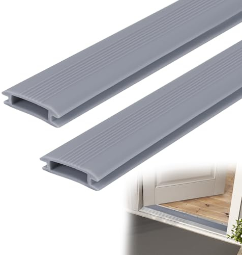 Striscia di ricambio in vinile per soglia della porta, confezione da 2 strisce di ricambio da 90 cm, per soglie in alluminio regolabili, paraspifferi per porta anteriore esterna (grigio)