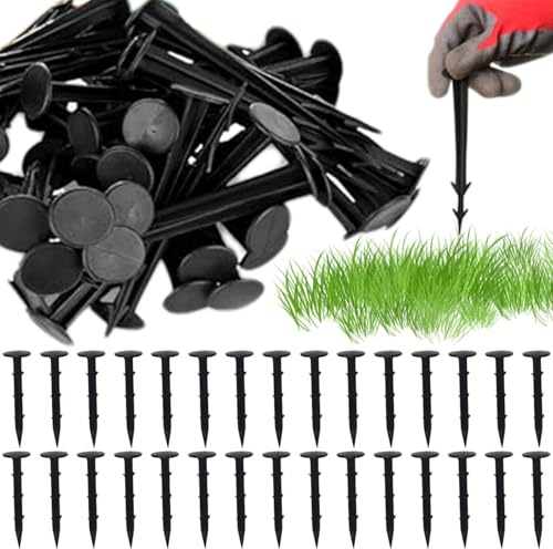 Hotainoys Clavijas de Membrana para Control de malezas, 150 Clavijas de Membrana para Control de malezas de 4 Pulgadas, jardín antitirones con púas, Suelo de plástico para Plantar Jardines