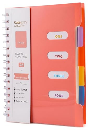 Cuaderno Espiral A5 Linea de 240 Páginas/120 Hojas, 80g/M² Libreta (Rosa)