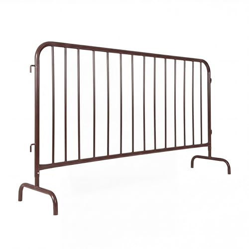 5.5 ft Interlocking Steel Road Barrier, Heavy Duty Removable Barricade Weather Resistant, Durable Security Barrier for Traffic Control/Parades/Sporting Events/Parking/Construction, Brown