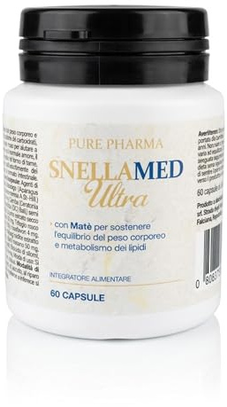 Snellamed Ultra – Integratore per il Controllo del Peso e Metabolismo dei Lipidi – Con Matè, Griffonia, Trigonella e Aloe Vera – 60 Capsule
