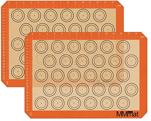 MMmat Silicone Baking Mat - Best German Silicone - Non Slip Silicone Baking Sheet, Non Stick Reusable Silicone Mats For Baking, Oven Liner, Counter Mat, 2 Half Sheets Macaron Baking Mats