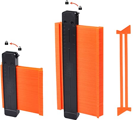 Konturenlehre mit Feststeller, GOXAWEE Groß Konturmessgerät Duplikator 250mm & 125mm, 2 Stücke Markierwerkzeug für Ecken, Fliesen, Laminat und Holzbearbeitung …