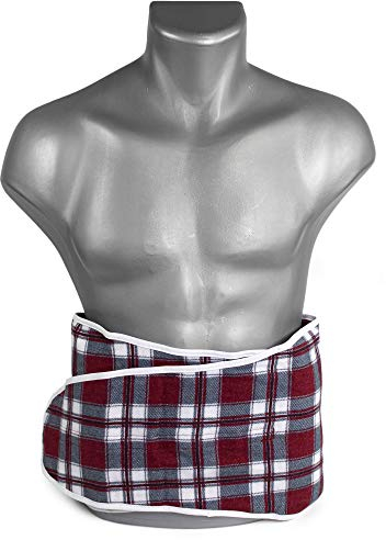 Traubenkernkissen zum Umbinden - Gürtel mit Klettverschluss ca. 135cm - 7-Kammer Wärmekissen XXL Körnerkissen - Flanell karo-rot