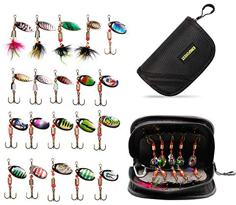 kingforest Angelköder, Spinnköder, für Barsch, Forelle, Lachs, Zander, Hartmetall, mit Tasche