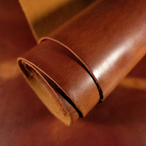 The Tannery Läderhud, färdigbehandlat äkta fullnarvigt buffelläder, för hantverk, heminredning, verktygsbearbetning, sömnad, hobby och verkstad, tanbrun, 30 x 30 cm