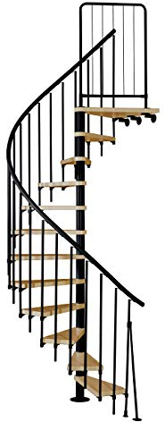 Spindeltreppe ATRIUM Presto, schwarz, Geschosshöhe 271,4-313,5 cm, Durchmesser 120 cm, 11 Buchenholzstufen + Podest
