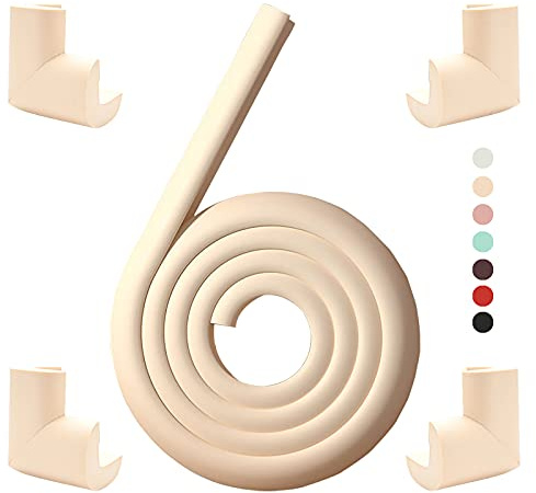 Protectores de Esquinas y Bordes de bebé, 2 Metros y 4 Esquinas,Protector de Borde de Espuma a Prueba de bebés, Protectores de Borde de Mesa para niños, adecuados para Mesa de café, Muebles (Beige)
