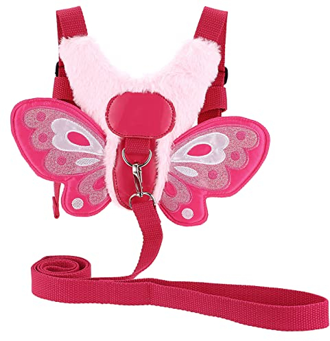 BTSKY Fluff Butterfly Baby Kleinkind Laufgeschirr mit Sicherheitsleine – Kinder Anti-Verlust-Geschirr, Leinengurt, Rosa