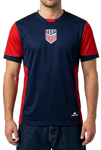 Icon Sports U.S. Soccer USMNT Adult Soccer Game Day Jersey-Inspired Shirt - Legend, Navy, Medium