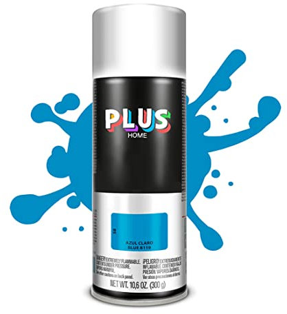 PLUS HOME Pintura Spray 520cc para pintar todo tipo de super cies: madera, metal, cartón, tela, piedra, bra de vidrio, plásticos rígidos, etc para bricolaje y DIY.Azul Claro (Ral:B119)(Paquete de 1)