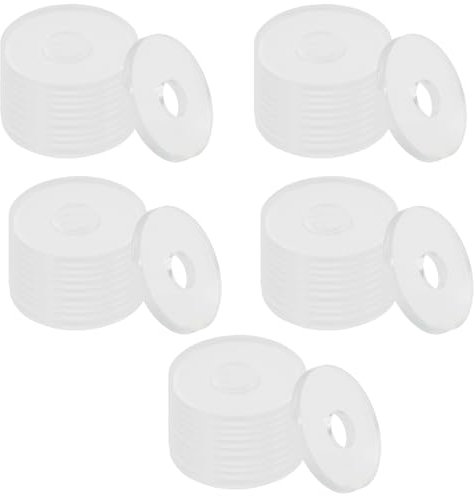Zorveiio 50 arandelas de repuesto de plástico transparente de 3/4 pulgadas, 1/16 pulgadas de grosor, junta plana de vinilo para manijas de puerta de ducha de vidrio, conjuntos de tapas separadoras