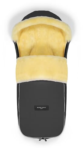 WERNER CHRIST BABY, Lammfell-Fußsack LADIS – für kleine Reisebuggys (Kinder ab 6 bis 36 Monate), aus medizinischem Lammfell, in grau (Stone)