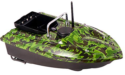 Futterboot Nachtangeln,Angelköderboot, Fischköder Köderboot Bait boat, mit Fernbedienung,mit Echolot und LED-Licht,Für Das Anfüttern in Flüssen, Seen Oder Flachen Gewässern,Camouflage,500m ABS