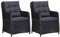 Homgoday Gartenstühle mit Polster 2 STK. Armlehnstuhl Balkonstuhl Gartenstuhl Relaxstuhl Gartensessel Terrassenstühle Rattan Stuhl mit Rückenlehne Poly Rattan Schwarz