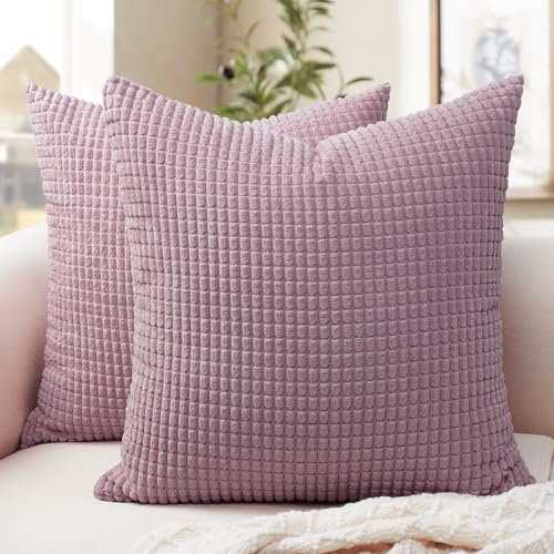 Softalker Kissenbezug 50x50 rosa Cord 2er Set flauschig und weich Frühling Kissenhüllen Kissenbezüge Sofakissen Couchkissen Dekokissen Deko für Wohnzimmer Mädchenzimmer Sofa Stuhl Schlafzimmer Balkon