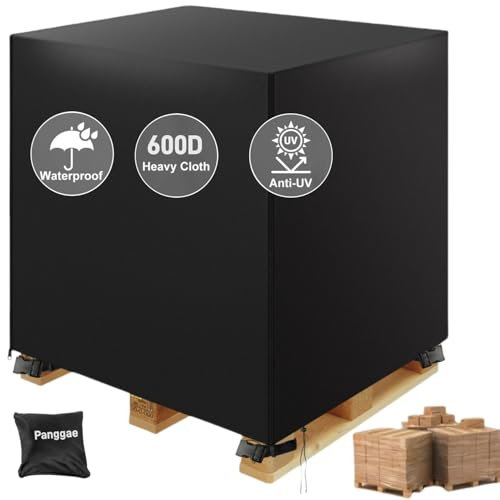 Palettenabdeckungen, 600 robuste Palettenabdeckung aus Holzpellets, passend für große Paletten bis zu 121,9 x 152,4 x 121,9 cm, wasserdicht, reißfest, lichtbeständig, Cargo-Palettenabdeckungen mit