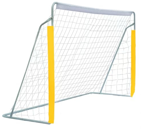 FUNJEPE But de football portable en acier de 2,4 m avec filet de football imputrescible et sac de transport noir - 240 cm