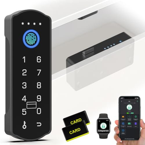 Eseesmart Fingerabdruck Schloss, Smart Schrankschloss mit RFID NFC, Bluetooth Elektronisches Schubladenschloss Möbelschloss mit Kindersicherung Schrank Schublade Kasten Schließfächer Aktenschrank