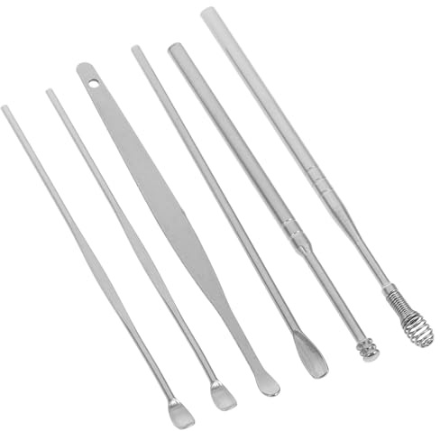 Anneome Kit para Eliminar la Cera Oídos 6 Piezas de Acero Inoxidable Plata Doble Cabezal, Herramienta Portátil Que Previene Bloqueo E Irritación en Limpieza de Oídos