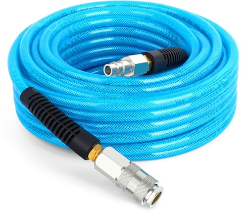 TAILONZ PNEUMATIC 1/4 x 15M Manguera de aire de poliuretano, Presión máxima de trabajo 1.5 MPA, Compuesto de latón y manguera de PU azul, Fácil de instalar