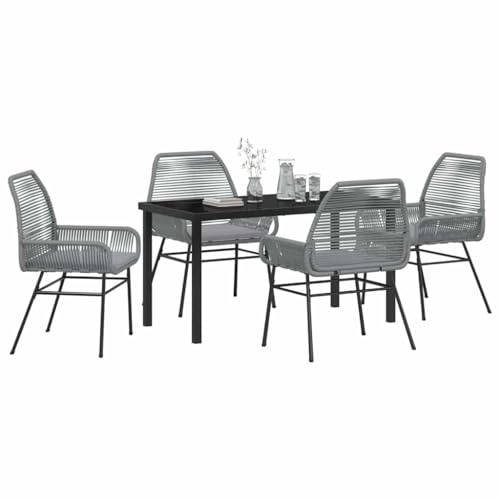 vidaXL Conjunto de Comedor de Jardín 5 pcs Gris ratán sintético, Jardín y terraza, Moderno, Duradero, Materiales Resistentes a UV, Conjunto de Comedor al Aire Libre, Grupo de ratán