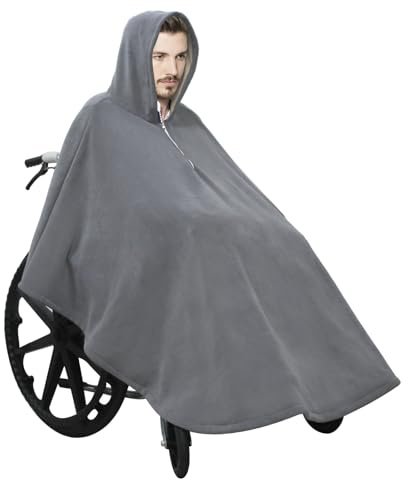 LPRYAO Manta para silla de ruedas Cape Winter | Manta para silla de ruedas | Manta para silla de ruedas | Ponchos adultos con capucha, gris, Universelle