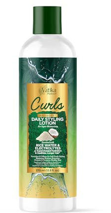 Vatika Naturals Curls AQUABOOST Daily Styling Lotion with Rice Water & Electrolytes – Hydrating, Moisturizing & Frizz-Control Styling Cream for Curly, Wavy & Textured Hair, 370ml