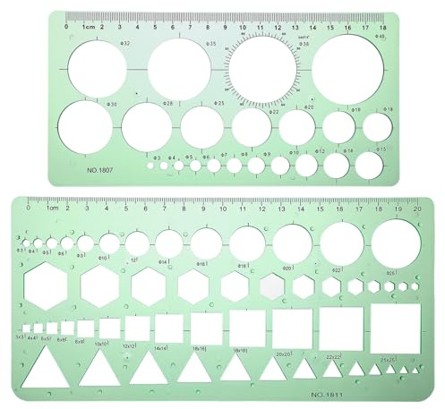 Elegaperma 2 pcs Circle Template for Drawing, Lightweight Portable Circle Stencils, Durable Geometric Stencil, Draw Geometric Shapes Such as Circles, Triangles, Squares, and Hexagons of Various Sizes