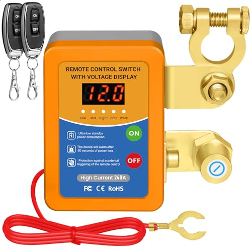 Mtchavno Stacca Batteria per Auto 12V 240A, Interruttore di Isolamento della Batteria Staccabatteria Automatico Antifurto Auto Senza Fili con Telecomando per Auto RV ATV Camion Barca Trattore