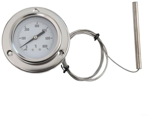 Besshepplo Termometro da forno con sonda in acciaio inox, 0-600 °C, per cucina, forno, uso industriale, 1,5 m, linea capillare, sonda da 100 mm