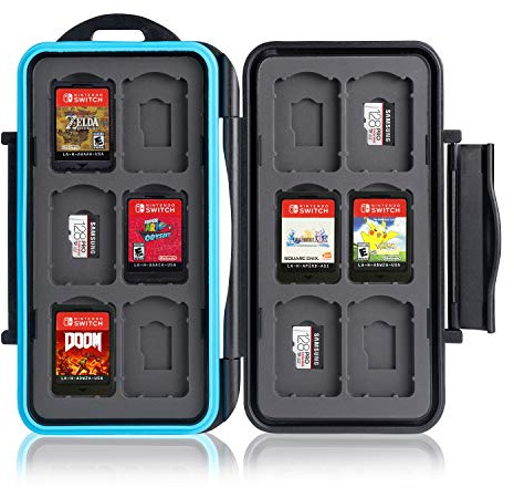 Ares Foto® Speicherkarten Schutzbox für 12 x Nintendo Switch Spiele • Memory Card Case • Reisetasche • Schutzhülle • Card Safe • Tasche • Etui für Cartridges • Spiele • Aufbewahrungsbox • Organizer