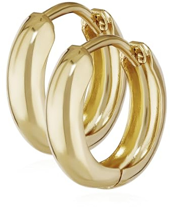 NKlaus Paar Ohrringen Gold - Gelbgold 333 Creolen - Klappcreolen glänzend - 12,2 x 3,2mm - Schmuck Damen und Mädchen - Hochglanzpoliert Rund - 4736