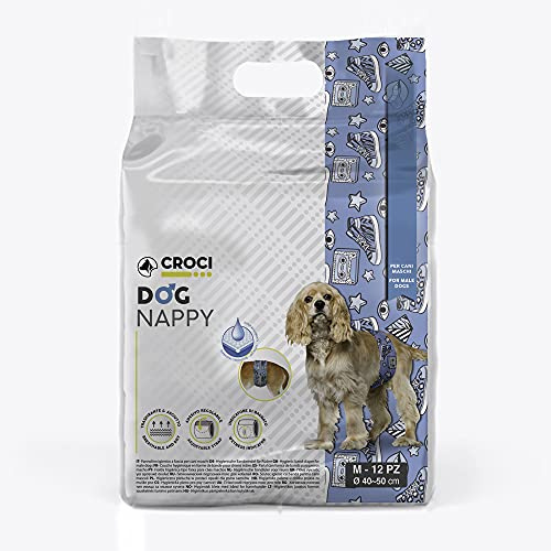 Croci Dog Nappy - Banda Absorbente para Perros Macho Pop MD Ø 40 – 50 cm, 12 Unidades – 320 g
