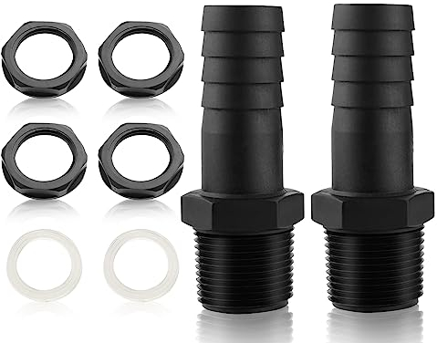 2 Stück Tankdurchführung, 1 Zoll regentonnendurchführung, regentonnen verbinder, PVC SchlauchtüLle 1 Zoll, überlauf regentonne Fassanschluss mit Tülle und Dichtung für Regentonne, Wassertanks