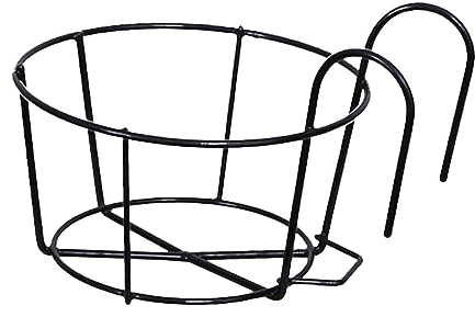 F Fityle Garde-Corps jardinières Porte-Pot de Fleur Ronde clôture étagère conteneur Fer Art paniers Suspendus Fer Art Support pour extérieur Balcon Pont Porche, Noir 20cm