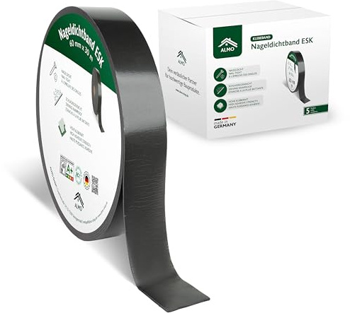 ALMO 5 rouleaux de bande d'étanchéité PE pour clous très adhésive (30m x 60mm) bande d'étanchéité bande de séparation autocollante pour sous-couches, Anthracite