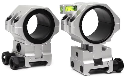 WestHunter Optics Precision Picatinny Scope Rings, 34 mm Tube Adjustable Height Scope Mount with Bubble Level, 30 mm & 25.4 Adapter | Silver