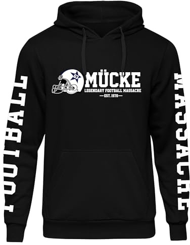 UGLYSHIRT Mücke 63 Herren Kapuzenpullover | Football Premium Hoodie Weltkulturerbe Pullover | Ärmeldruck M5 Schwarz (L)