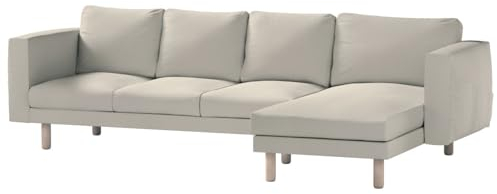 Dekoria Ersättning för överdrag för Norsborg, 4-sitsig soffa med Recamiere-soffa, lämplig för modell Nikkala, beige