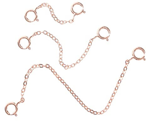 LIFKOME 3piezas Cadenas Extensoras De Plata Collar y Pulsera Kit De Cadenas Diy Para Mujer Extensores De Rosa Dorado