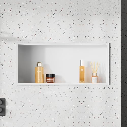 Niche de douche blanche – Étagère encastrable pour pièce humide, niche de salle de bain en acier inoxydable, rangement étanche, installation facile pour rénovation de la maison, rénovation de salle de