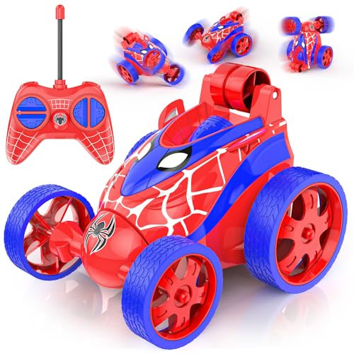 Buoeuik Mini Coche Teledirigido Acrobacia Niños 3 4 5 6 7 Años, Spider Coche RC Radiocontrol 360 Grados de Rotación Remote Control Car Juguete Infantil Regalo Cumpleaños Navidad Juegos